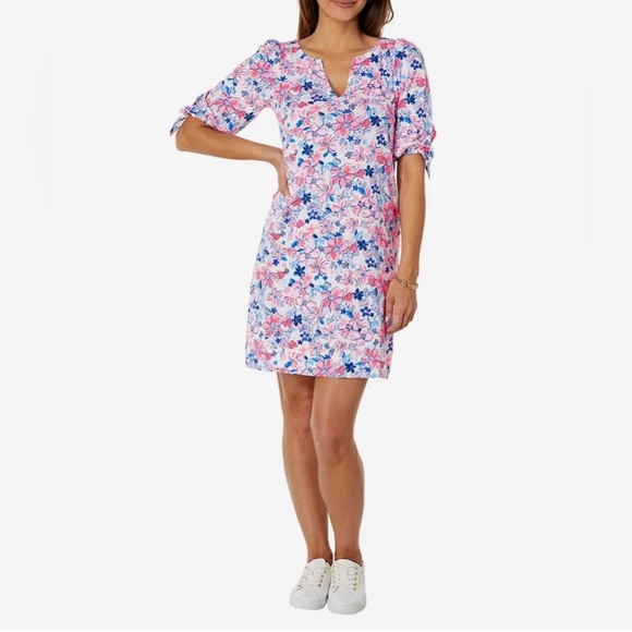 Lilly Pulitzer Dresses & Skirts - Lilly Pulitzer pink/blue Easley Dress Resort White Party Like A Lobster- large